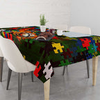 Rabbitohs Autism Awareness Tablecloth Puzzle Flames Rugby Ball