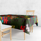 Rabbitohs Autism Awareness Tablecloth Puzzle Flames Rugby Ball