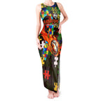 Rabbitohs Autism Awareness Tank Maxi Dress Puzzle Flames Rugby Ball