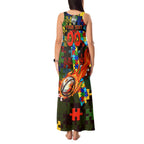Rabbitohs Autism Awareness Tank Maxi Dress Puzzle Flames Rugby Ball