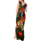 Rabbitohs Autism Awareness Tank Maxi Dress Puzzle Flames Rugby Ball