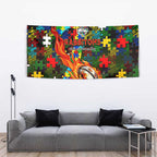 Rabbitohs Autism Awareness Tapestry Puzzle Flames Rugby Ball