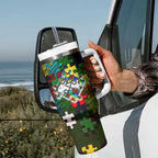 Rabbitohs Autism Awareness Tumbler With Handle Puzzle Flames Rugby Ball