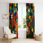 Rabbitohs Autism Awareness Window Curtain Puzzle Flames Rugby Ball