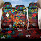 Dragons Autism Awareness Back Car Seat Cover Puzzle Flames Rugby Ball