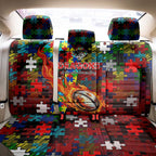 Dragons Autism Awareness Back Car Seat Cover Puzzle Flames Rugby Ball