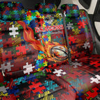 Dragons Autism Awareness Back Car Seat Cover Puzzle Flames Rugby Ball