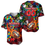Dragons Autism Awareness Baseball Jersey Puzzle Flames Rugby Ball