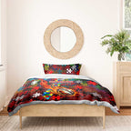 Dragons Autism Awareness Bedding Set Puzzle Flames Rugby Ball