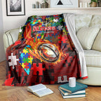 Dragons Autism Awareness Blanket Puzzle Flames Rugby Ball