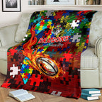 Dragons Autism Awareness Blanket Puzzle Flames Rugby Ball