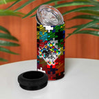 Dragons Autism Awareness 4 in 1 Can Cooler Tumbler Puzzle Flames Rugby Ball