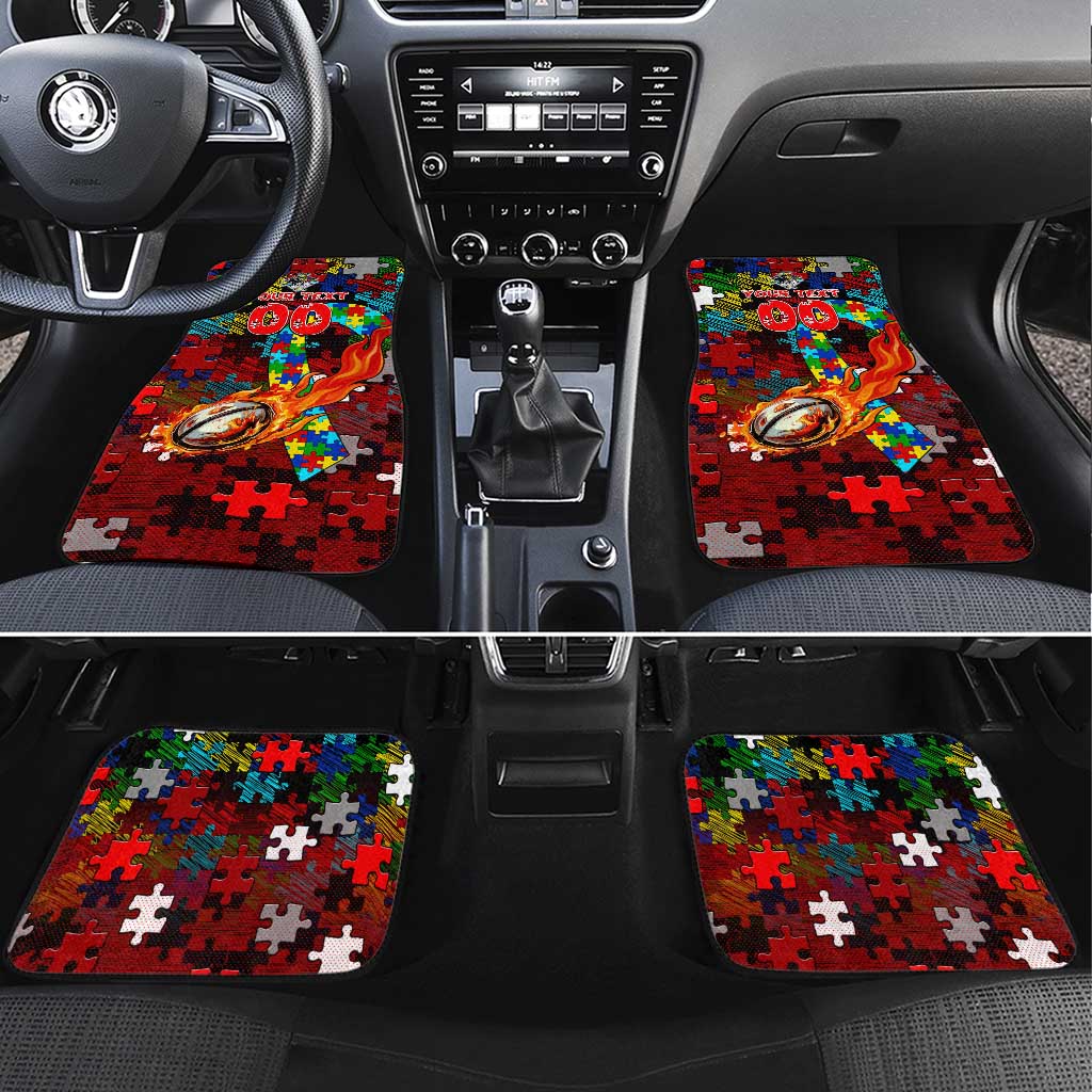 Dragons Autism Awareness Car Mats Puzzle Flames Rugby Ball
