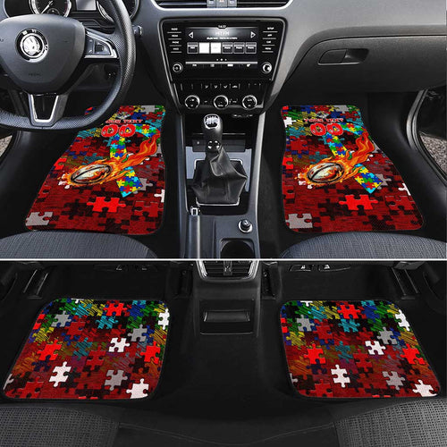 Dragons Autism Awareness Car Mats Puzzle Flames Rugby Ball