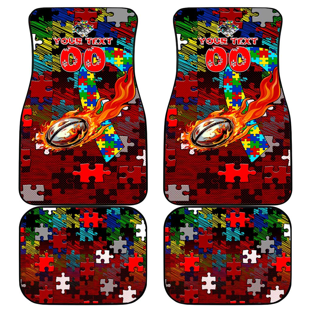 Dragons Autism Awareness Car Mats Puzzle Flames Rugby Ball