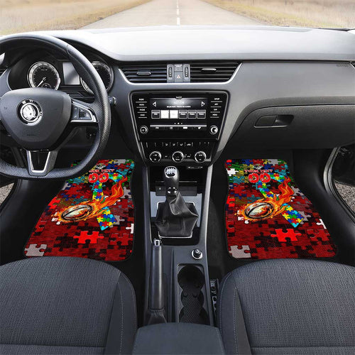 Dragons Autism Awareness Car Mats Puzzle Flames Rugby Ball