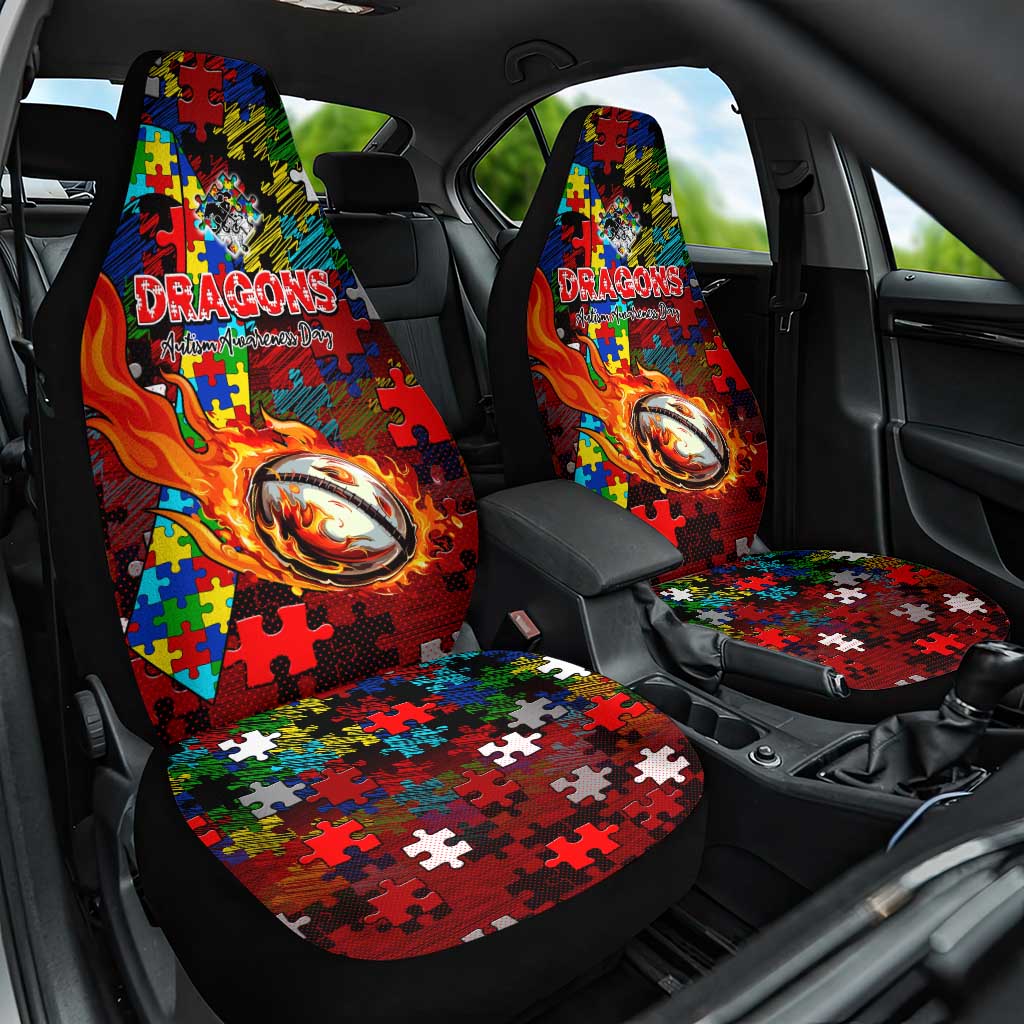 Dragons Autism Awareness Car Seat Cover Puzzle Flames Rugby Ball
