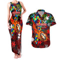Dragons Autism Awareness Couples Matching Tank Maxi Dress and Hawaiian Shirt Puzzle Flames Rugby Ball