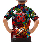Dragons Autism Awareness Family Matching Mermaid Dress and Hawaiian Shirt Puzzle Flames Rugby Ball