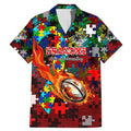 Dragons Autism Awareness Family Matching Mermaid Dress and Hawaiian Shirt Puzzle Flames Rugby Ball