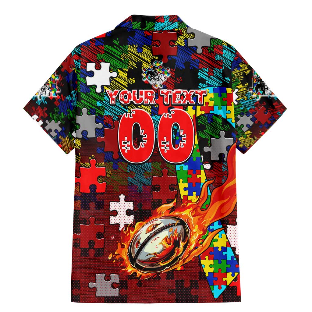 Dragons Autism Awareness Family Matching Mermaid Dress and Hawaiian Shirt Puzzle Flames Rugby Ball
