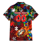 Dragons Autism Awareness Family Matching Mermaid Dress and Hawaiian Shirt Puzzle Flames Rugby Ball