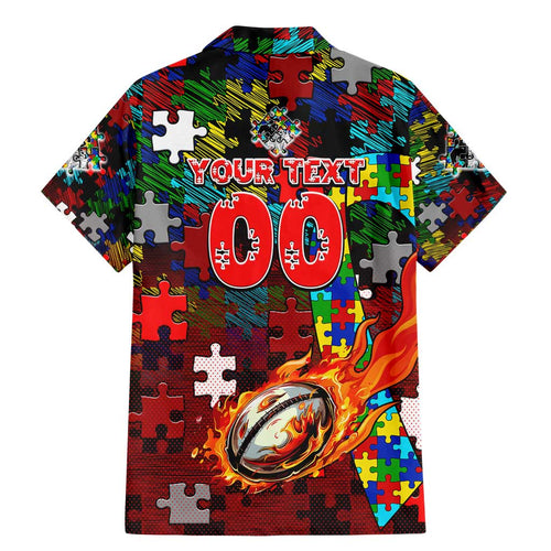Dragons Autism Awareness Family Matching Mermaid Dress and Hawaiian Shirt Puzzle Flames Rugby Ball