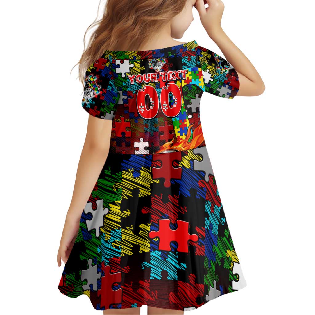 Dragons Autism Awareness Family Matching Off Shoulder Maxi Dress and Hawaiian Shirt Puzzle Flames Rugby Ball
