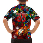 Dragons Autism Awareness Family Matching Tank Maxi Dress and Hawaiian Shirt Puzzle Flames Rugby Ball
