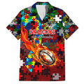 Dragons Autism Awareness Family Matching Tank Maxi Dress and Hawaiian Shirt Puzzle Flames Rugby Ball