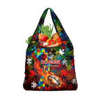 Dragons Autism Awareness Grocery Bag Puzzle Flames Rugby Ball