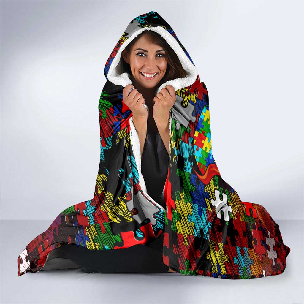 Dragons Autism Awareness Hooded Blanket Puzzle Flames Rugby Ball