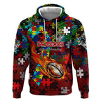 Dragons Autism Awareness Hoodie Puzzle Flames Rugby Ball