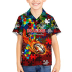 Dragons Autism Awareness Kid Hawaiian Shirt Puzzle Flames Rugby Ball