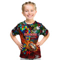Dragons Autism Awareness Kid T Shirt Puzzle Flames Rugby Ball