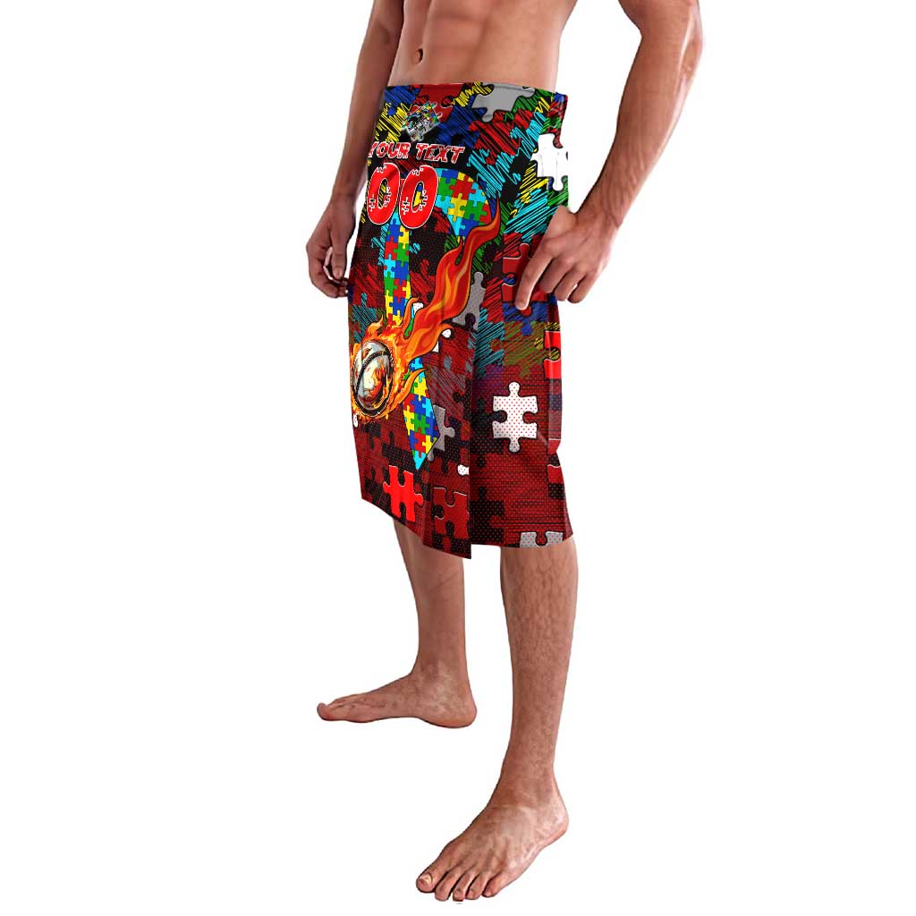 Dragons Autism Awareness Lavalava Puzzle Flames Rugby Ball