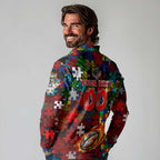 Dragons Autism Awareness Long Sleeve Polo Shirt Puzzle Flames Rugby Ball