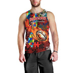 Dragons Autism Awareness Men Tank Top Puzzle Flames Rugby Ball