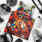 Dragons Autism Awareness Men Tank Top Puzzle Flames Rugby Ball