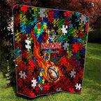 Dragons Autism Awareness Quilt Puzzle Flames Rugby Ball