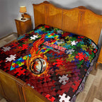 Dragons Autism Awareness Quilt Puzzle Flames Rugby Ball