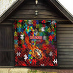 Dragons Autism Awareness Quilt Puzzle Flames Rugby Ball