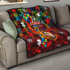 Dragons Autism Awareness Quilt Puzzle Flames Rugby Ball