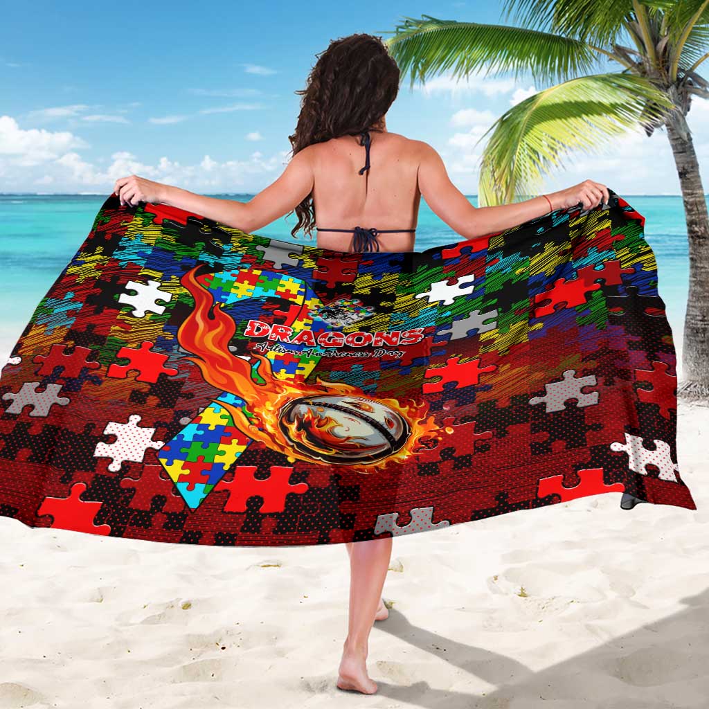 Dragons Autism Awareness Sarong Puzzle Flames Rugby Ball