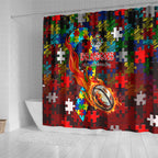 Dragons Autism Awareness Shower Curtain Puzzle Flames Rugby Ball