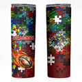 Dragons Autism Awareness Skinny Tumbler Puzzle Flames Rugby Ball