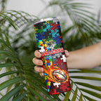 Dragons Autism Awareness Skinny Tumbler Puzzle Flames Rugby Ball