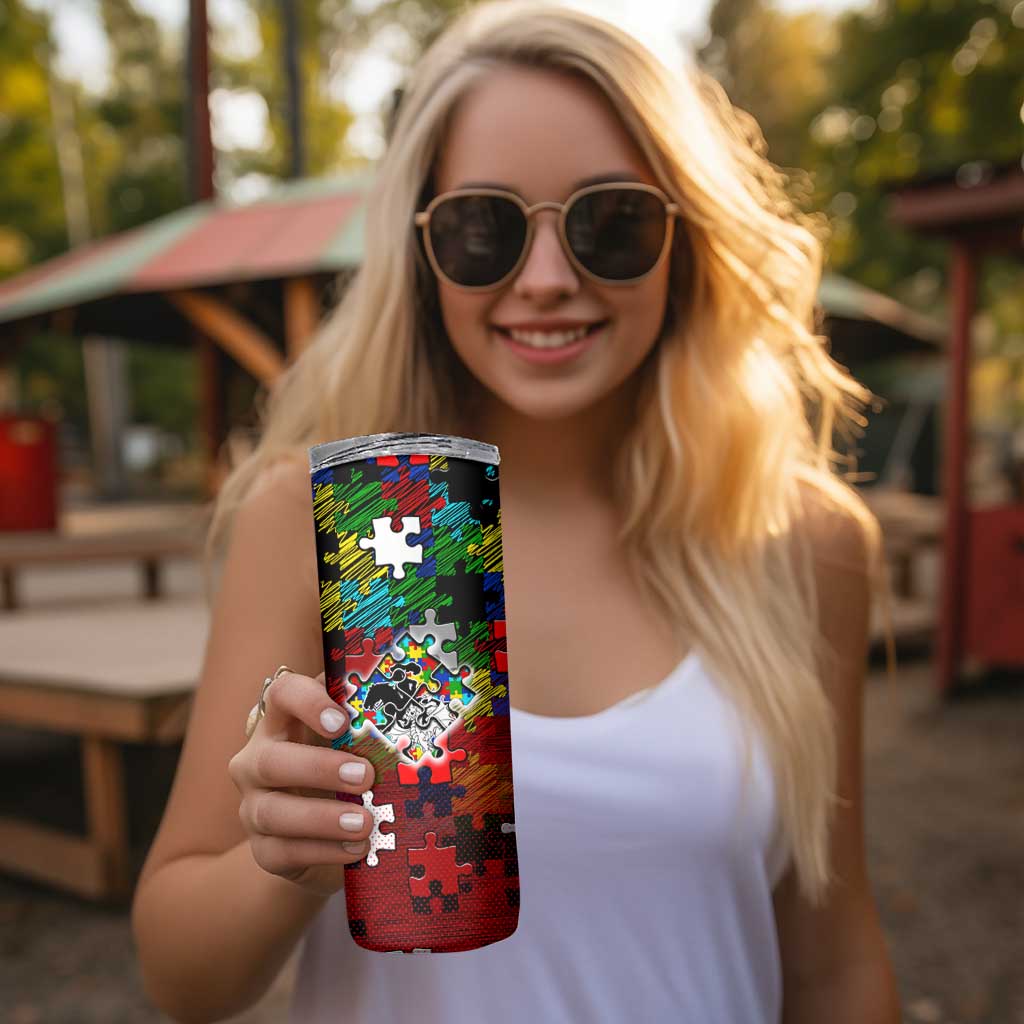 Dragons Autism Awareness Skinny Tumbler Puzzle Flames Rugby Ball