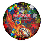 Dragons Autism Awareness Spare Tire Cover Puzzle Flames Rugby Ball