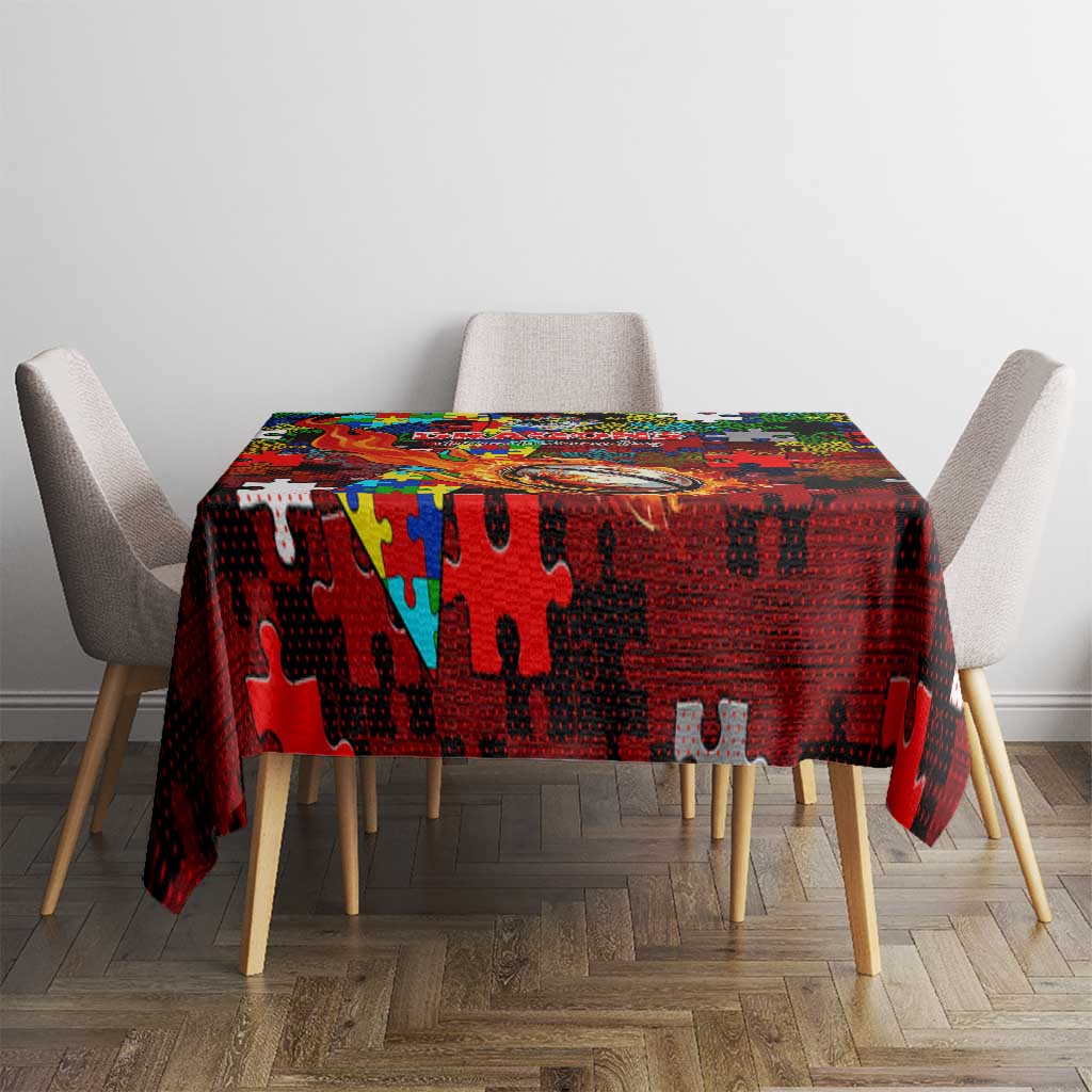 Dragons Autism Awareness Tablecloth Puzzle Flames Rugby Ball